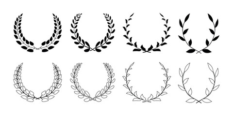 Set of elegant floral logo elements. 