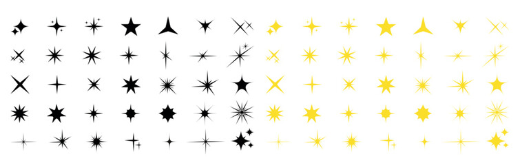 Stars collection. Star vector icons. Golden and Black set of Stars, isolated on transparent background. Star icon. Stars in modern simple flat style
