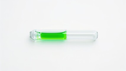 Test tube with green liquid isolated on white