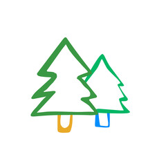 Fototapeta premium Colorful Hand Drawn Pine Trees for Camping and Forest Design