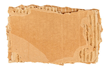 Piece of torn cardboard on a white background. Torn cardboard isolate