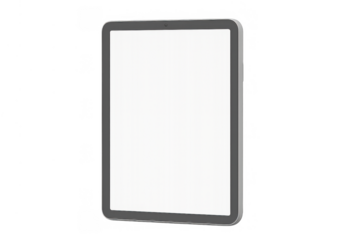 Tablet blank screen mockup displaying vertical interface with transparent background for digital content