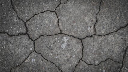 Obraz premium Old worn asphalt with cracks and deterioration