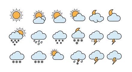 Obraz premium Weather icons representing various conditions