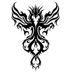 Obraz premium Black tribal dragon tattoo design with intricate patterns 