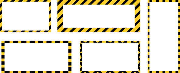 Caution warning yellow and black tape frame . warning striped rectangular background,  square and rectangle Frame. Caution tape border and safety stripe. roadwork construction.