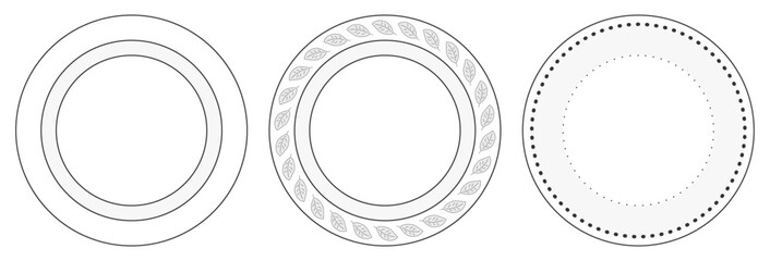 ラインアート風のお皿イラスト3種類セット