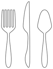 ナイフ・フォーク・スプーンのシルエットセット