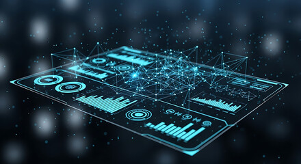 Futuristic interface with data visualization for business intelligence