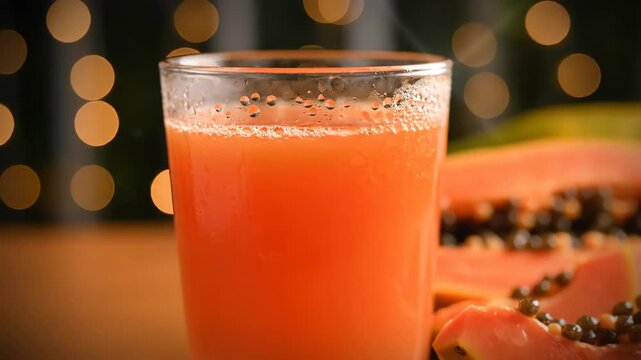 Refreshing Papaya Juice A Sweet and Vibrant Tropical Drink Served in a Glass