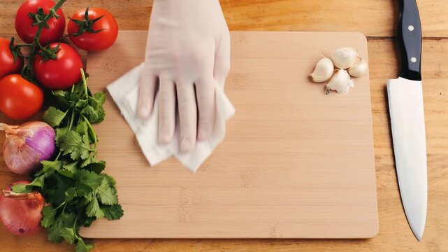 Man cut meat steak, beef pork neck cooking, Cook Butcher. The chef cuts the meat for cooking. Neck carbonate with vegetables cutting on ktchen for bbq grill, marinade. 