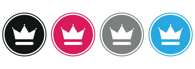 Award icon set. Champion symbol. Silhouette style. Premium quality icon with crown and stars. premium quality badge with crown isolated on white background.