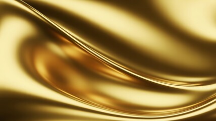 Abstract flowing liquid gold waves with smooth reflections and highlights