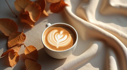 Cup of coffee with a heart on it autumn