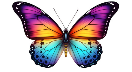 Obraz premium Colorful butterfly with vibrant gradient wings isolated on transparent background