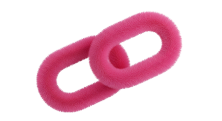 Pink fuzzy chain link isolated on transparent background