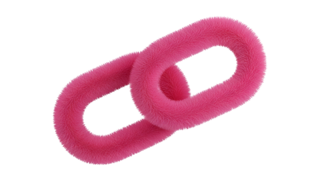 Pink fuzzy chain link isolated on transparent background - Powered by Adobe