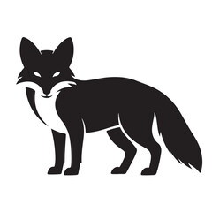 Obraz premium A striking black fox silhouette stands out against an isolated on white background, embodying natures cunning beauty