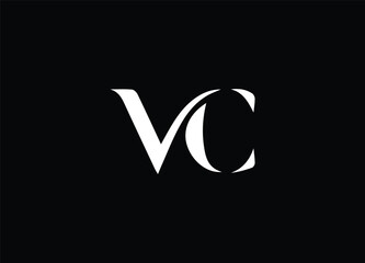 VC Monogram Logo Design — Minimalist Two Letter Modern Lettermark on Black Background