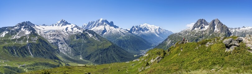 Mountain Panorama With Glaciated Peaks