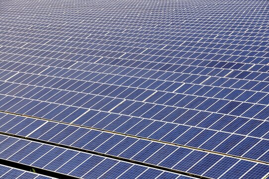 In Troisdorf-Oberlar, the currently largest ground-mounted photovoltaic system in North Rhine-Westphalia is installed on an area of 80, 000 square metres with an output of 3600 kWp, Troisdorf, North Rhine-Westphalia, Germany