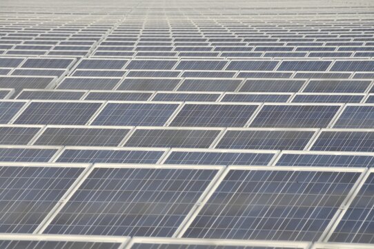 In Troisdorf-Oberlar, the currently largest ground-mounted photovoltaic system in North Rhine-Westphalia is installed on an area of 80, 000 square metres with an output of 3600 kWp, Troisdorf, North Rhine-Westphalia, Germany