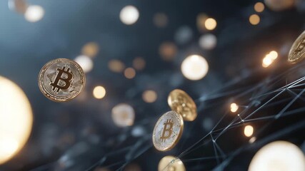 Digital artwork of Bitcoin, Ethereum, and other coins floating in a glowing network, emotion of fascination and innovation visible, symbolizing cryptocurrency ecosystems, blockchain technology - Powered by Adobe
