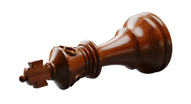 Fallen king chess piece strategy game board competition tournament intelligence challenge victory defeat on transparent background