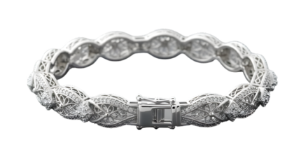 Silver bracelet diamond bracelet jewelry fashion accessory luxury elegant wristwear gift for her beautiful design on transparent background