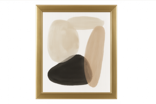 Abstract watercolor minimalist painting framed in gold