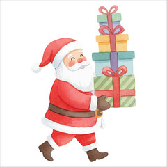 Santa in Shopping Mall Watercolor Vector
