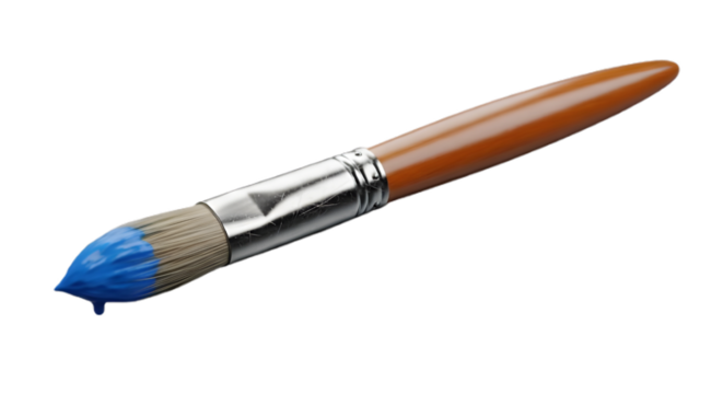 Paint brush blue painting art artist color artistic creative drawing design tool acrylic watercolor craft on transparent background