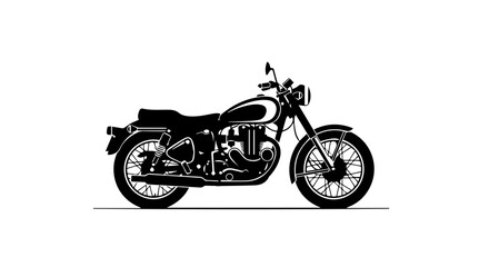 Vintage Motorcycle Silhouette with Spoked Wheels and Retro Headlight Design