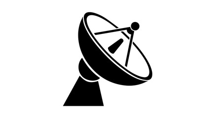 Stylized Silhouette of Satellite Dish with Parabolic Reflector and Triangular Base