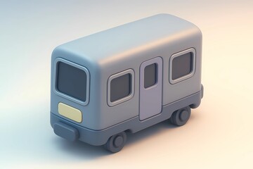 3D toy camper van isolated on light background