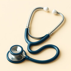 Blue and Silver Stethoscope with White Ear Tips on Light Background