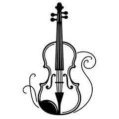 Beautiful one line violin silhouette © Breck