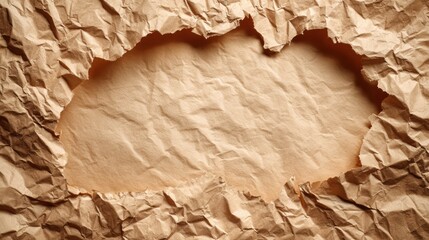 Textured Brown Paper Background with Torn Edges and Empty Space for Creative Design and Presentation Needs