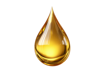 Golden liquid drop suspended against a stark black background yellow, Png, Isolated on Transparent Background, Cut Out