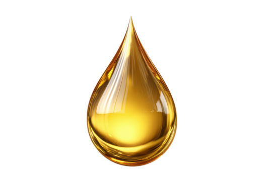 Golden liquid drop suspended against a stark black background yellow, Png, Isolated on Transparent Background, Cut Out