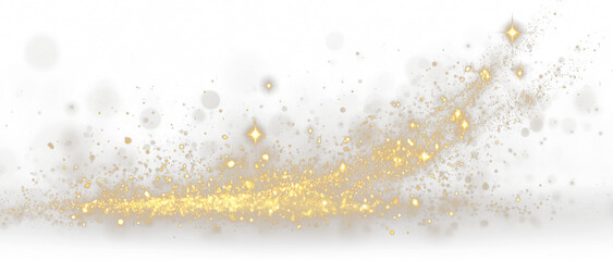 Radiant golden dust trails across a transparent surface with shimmering highlights. Perfect for overlays, festive text effects, or magical scenes. Adds rich brilliance. PNG