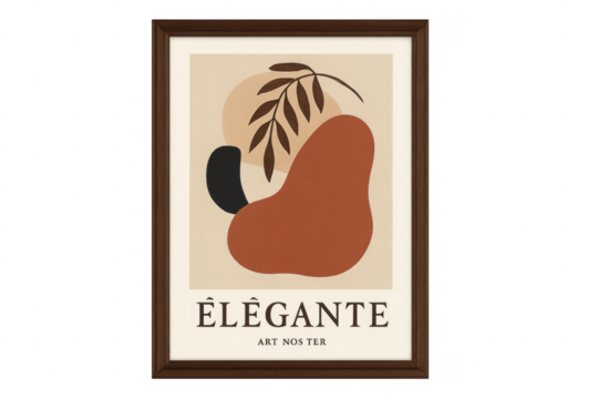 Abstract bohemian modern framed poster with leaf design