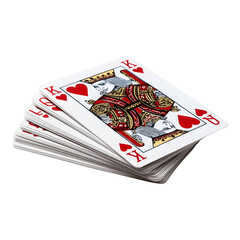 Stack of Playing Cards with King and Queen isolated on a transparent background