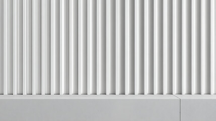 Obraz premium Corrugated metal texture with ribbed glass background and steel sheet pattern. Abstract window in silver and white 3D with fluted panel stripes. Premium wall ripple with blur, gradient ligh 27198662 1