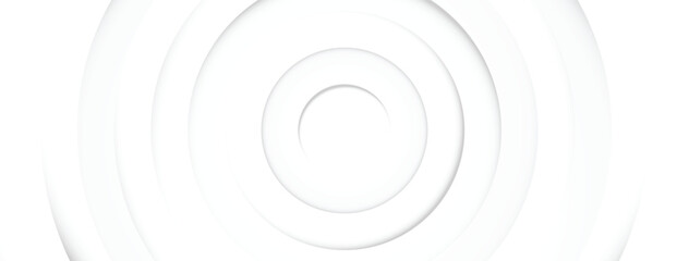 White clean concentric circle 3D paper cut background vector with soft shadow effect and minimal abstract texture design for modern presentation or poster