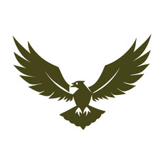 bird, eagle, hawk, falcon, raptor, silhouette, outline, wings, spread, flying, soaring, predator, wildlife, nature, graphic, icon, symbol, illustration, drawing, simple, minimalist, green, olive, aggr