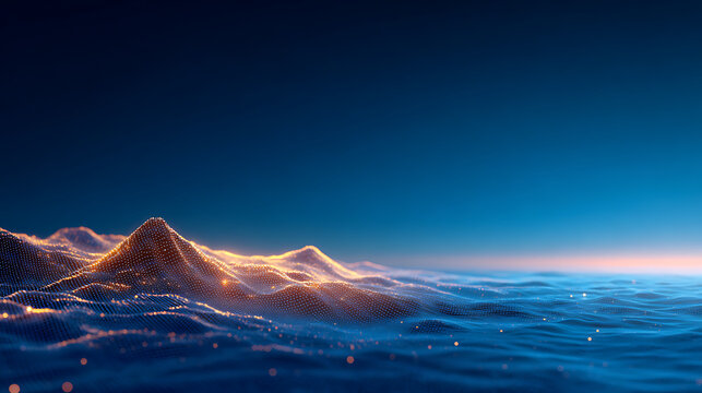 3d ocean map featuring illuminated digital sea contour lines and topographic depth data on a blue gradient background for marine and geospatial visualization 77059100 1
