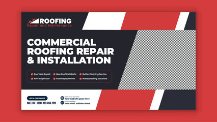 Industrial roofing solutions social media post template for business marketing