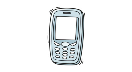 Cartoon rendering of a vintage mobile phone with a blank screen ready for content