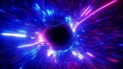 Cosmic neon starburst exploding from a deep indigo space core radiate electric blue, pink, and purple, glittering stardust particles, subtle lens flares, volumetric glow.  - Powered by Adobe